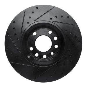 Chevrolet Astra Brake Rotor (1) - Front Right - R1 Concepts - Drilled & Slotted - Black - `99-`10